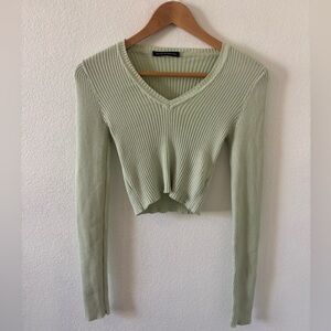 Brandy Melville Cropped V-Neck Sweater